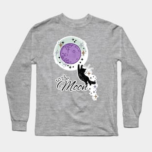 Space Kitty To the Moon Long Sleeve T-Shirt
